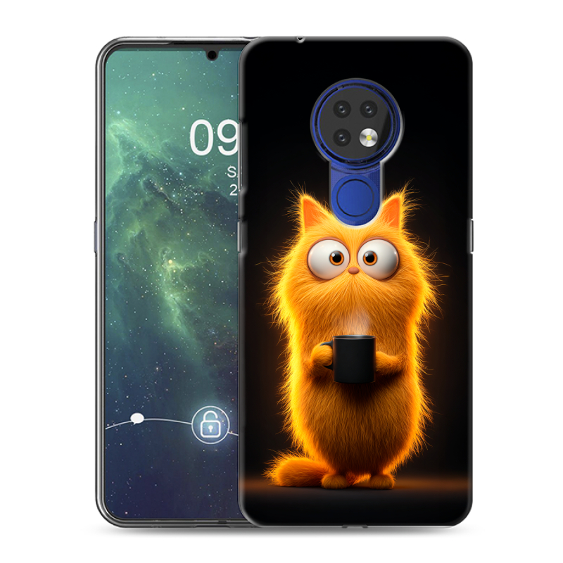 Силиконовый противоударный чехол на Nokia 6.2 с принтом Смешной кот Силиконовый противоударный чехол на Nokia 6.2 с принтом Смешной кот