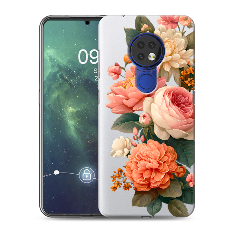 Силиконовый чехол на Nokia 6.2 с принтом цветы Силиконовый чехол на Nokia 6.2 с принтом цветы