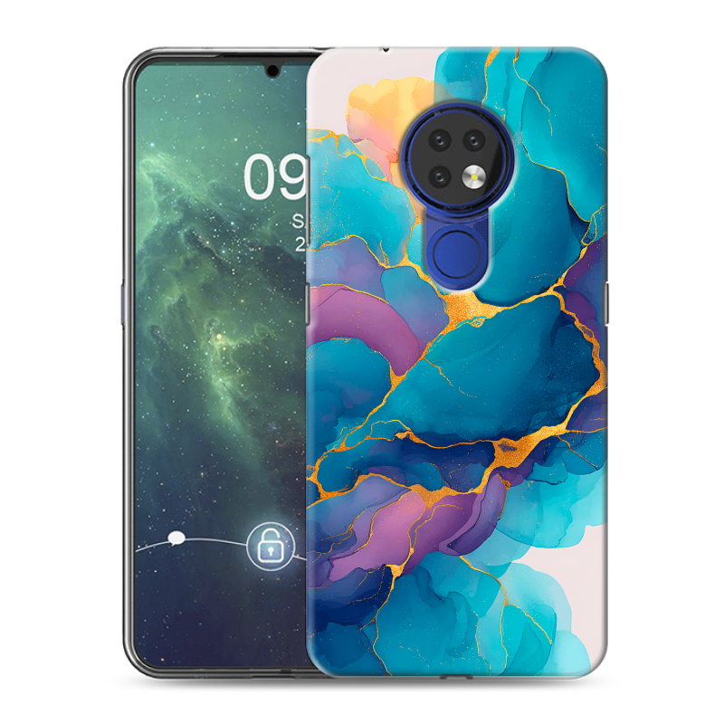 Силиконовый чехол на Nokia 6.2 с принтом Мрамор блестки Силиконовый чехол на Nokia 6.2 с принтом Мрамор блестки