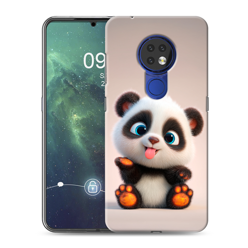 Силиконовый чехол на Nokia 6.2 с принтом милая панда Силиконовый чехол на Nokia 6.2 с принтом милая панда