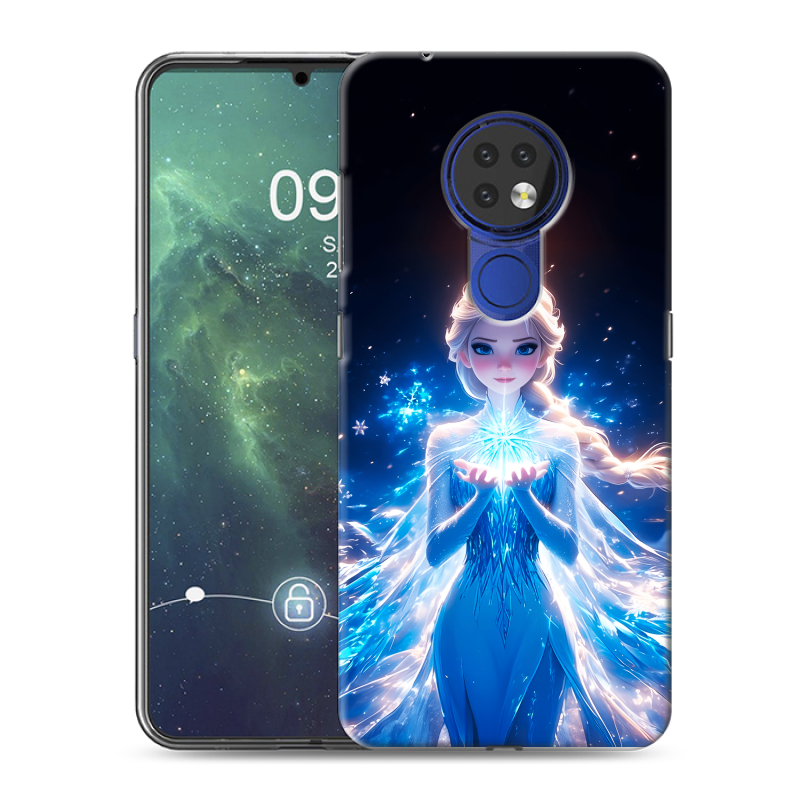 Силиконовый противоударный чехол на Nokia 6.2 с принтом Холодное сердце Frozen Силиконовый противоударный чехол на Nokia 6.2 с принтом Холодное сердце Frozen