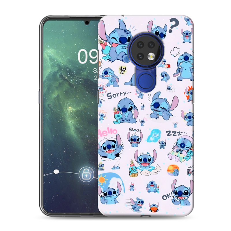 Силиконовый противоударный чехол на Nokia 6.2 с принтом Лило и Стич Силиконовый противоударный чехол на Nokia 6.2 с принтом Лило и Стич