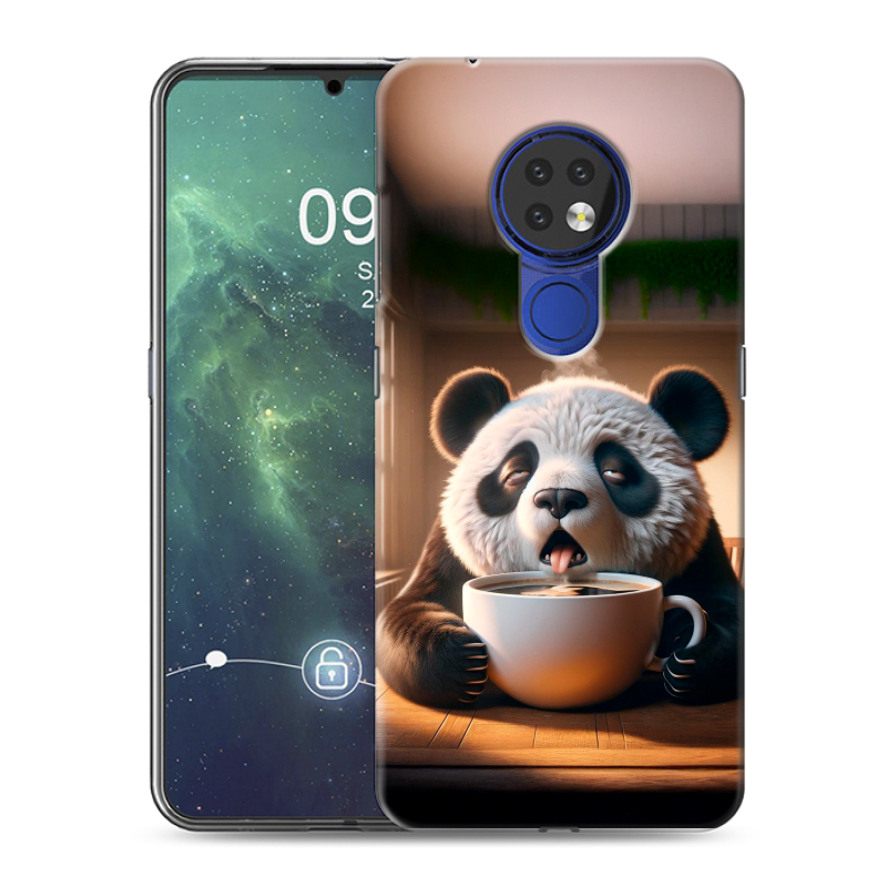 Силиконовый чехол на Nokia 6.2 с принтом смешная панда Силиконовый чехол на Nokia 6.2 с принтом смешная панда