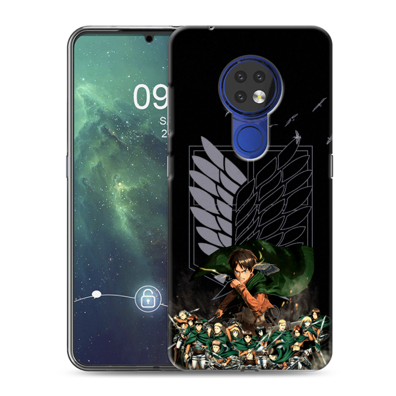 Силиконовый противоударный чехол на Nokia 6.2 с принтом Атака титанов Силиконовый противоударный чехол на Nokia 6.2 с принтом Атака титанов