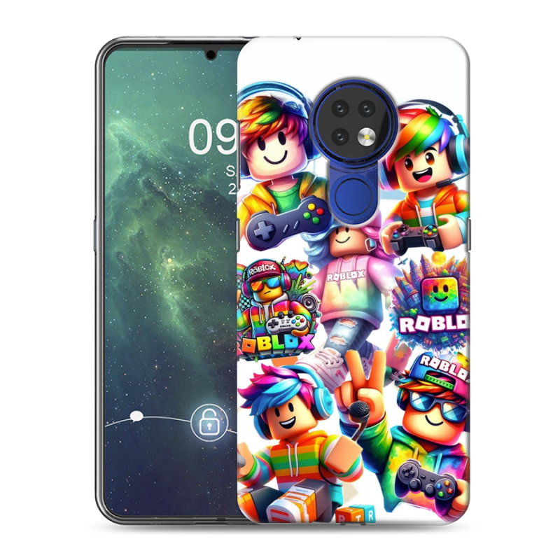 Силиконовый противоударный чехол на Nokia 6.2 с принтом Roblox Роблокс Силиконовый противоударный чехол на Nokia 6.2 с принтом Roblox Роблокс