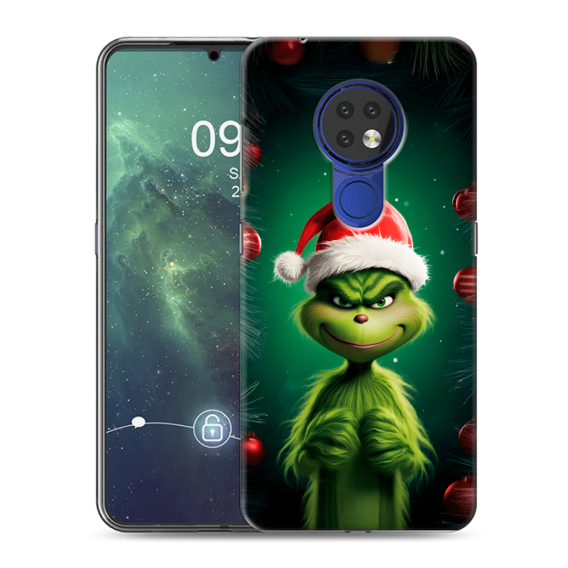 Силиконовый чехол на Nokia 6.2 с принтом Гринч Новый год Рождество Силиконовый чехол на Nokia 6.2 с принтом Гринч Новый год Рождество