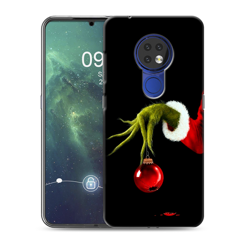 Силиконовый противоударный чехол на Nokia 6.2 с принтом Новый год Гринч Силиконовый противоударный чехол на Nokia 6.2 с принтом Новый год Гринч