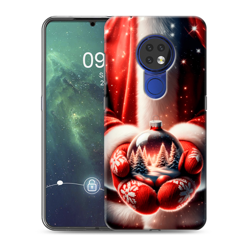 Силиконовый противоударный чехол на Nokia 6.2 с принтом Новый год Силиконовый противоударный чехол на Nokia 6.2 с принтом Новый год