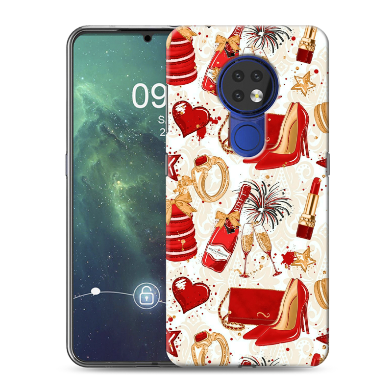 Силиконовый противоударный чехол на Nokia 6.2 с принтом Новый год Силиконовый противоударный чехол на Nokia 6.2 с принтом Новый год
