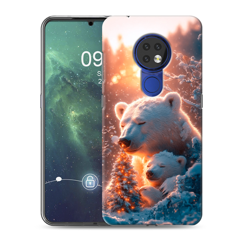 Силиконовый противоударный чехол на Nokia 6.2 с принтом Новый год Силиконовый противоударный чехол на Nokia 6.2 с принтом Новый год