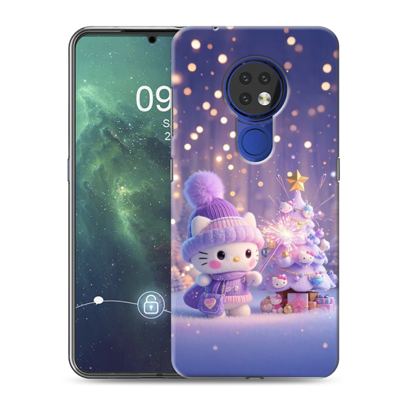 Силиконовый противоударный чехол на Nokia 6.2 с принтом Новый год Силиконовый противоударный чехол на Nokia 6.2 с принтом Новый год
