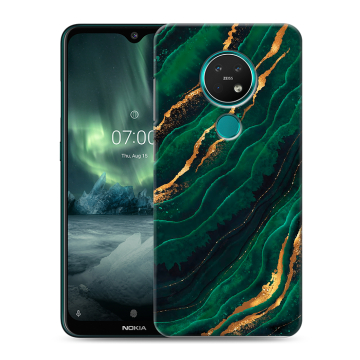 Силиконовый чехол на Nokia 7.2 с принтом Мрамор зеленое золото Силиконовый чехол на Nokia 7.2 с принтом Мрамор зеленое золото