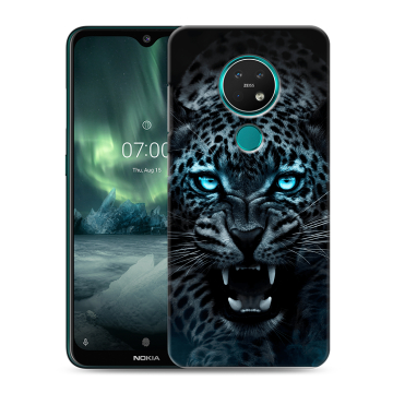 Силиконовый чехол на Nokia 7.2 с принтом Темный леопард Силиконовый чехол на Nokia 7.2 с принтом Темный леопард