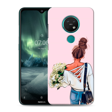 Силиконовый чехол на Nokia 7.2 с принтом Девушка и букет