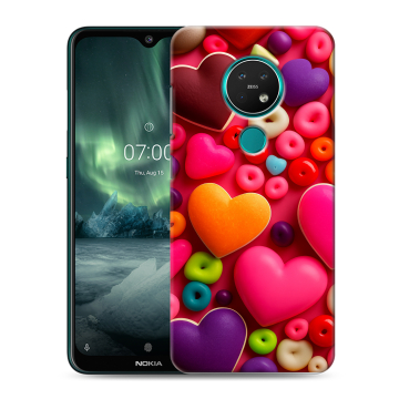 Силиконовый чехол на Nokia 7.2 с принтом Сердечки Силиконовый чехол на Nokia 7.2 с принтом Сердечки