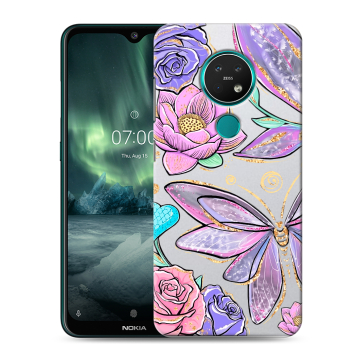 Силиконовый чехол на Nokia 7.2 с принтом Бабочки и цветы Силиконовый чехол на Nokia 7.2 с принтом Бабочки и цветы