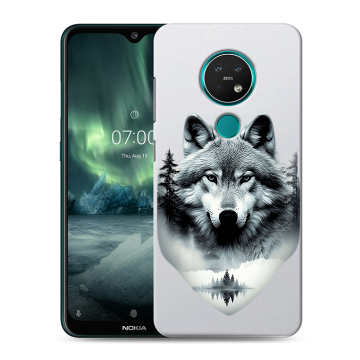 Силиконовый чехол на Nokia 7.2 с принтом Волк в лесу Силиконовый чехол на Nokia 7.2 с принтом Волк в лесу