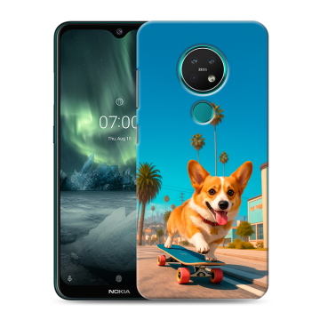 Силиконовый чехол на Nokia 7.2 с принтом Корги на скейте Силиконовый чехол на Nokia 7.2 с принтом Корги на скейте