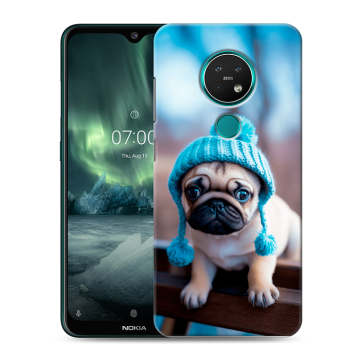 Силиконовый чехол на Nokia 7.2 с принтом Мопс в шапке Силиконовый чехол на Nokia 7.2 с принтом Мопс в шапке