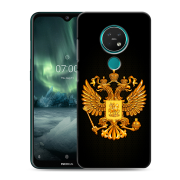 Силиконовый чехол на Nokia 7.2 с принтом Герб России желтый Силиконовый чехол на Nokia 7.2 с принтом Герб России желтый