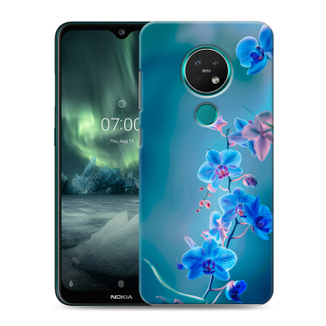 Силиконовый чехол на Nokia 7.2 с принтом Голубые цветы Силиконовый чехол на Nokia 7.2 с принтом Голубые цветы