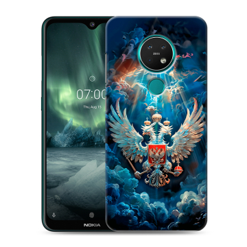 Силиконовый чехол на Nokia 7.2 с принтом Герб флаг России Силиконовый чехол на Nokia 7.2 с принтом Герб флаг России
