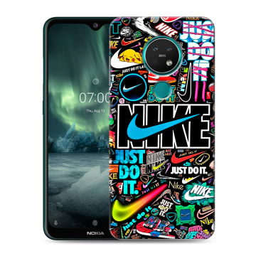 Силиконовый чехол на Nokia 7.2 с принтом найк nike черный Силиконовый чехол на Nokia 7.2 с принтом найк nike черный