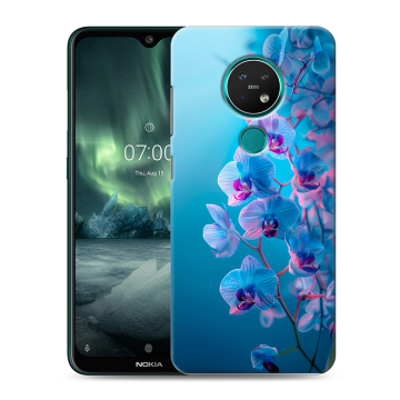 Силиконовый чехол на Nokia 7.2 с принтом голубые орхидеи Силиконовый чехол на Nokia 7.2 с принтом голубые орхидеи