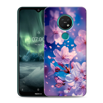 Силиконовый чехол на Nokia 7.2 с принтом цветы бабочки Силиконовый чехол на Nokia 7.2 с принтом цветы бабочки