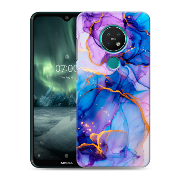 Силиконовый чехол на Nokia 7.2 с принтом синий мрамор Силиконовый чехол на Nokia 7.2 с принтом синий мрамор