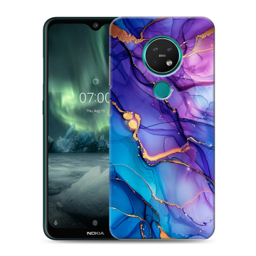 Силиконовый чехол на Nokia 7.2 с принтом синий мрамор Силиконовый чехол на Nokia 7.2 с принтом синий мрамор