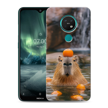 Силиконовый чехол на Nokia 7.2 с принтом Капибара с апельсином Силиконовый чехол на Nokia 7.2 с принтом Капибара с апельсином