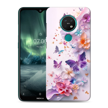 Силиконовый чехол на Nokia 7.2 с принтом цветы бабочки
