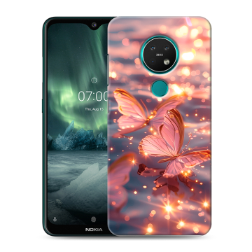 Силиконовый чехол на Nokia 7.2 с принтом бабочки розовые Силиконовый чехол на Nokia 7.2 с принтом бабочки розовые