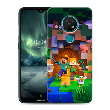 Силиконовый чехол на Nokia 7.2 с принтом Майнкрафт Minecraft Силиконовый чехол на Nokia 7.2 с принтом Майнкрафт Minecraft