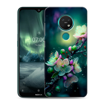 Силиконовый чехол на Nokia 7.2 с принтом Цветы и мрамор