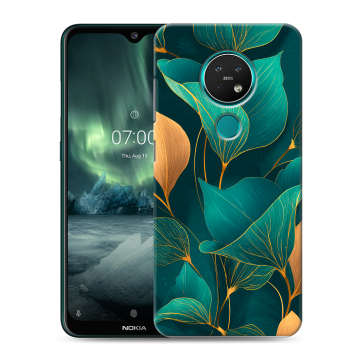 Силиконовый чехол на Nokia 7.2 с принтом Листья и золото