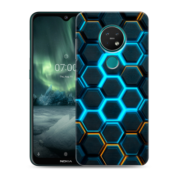 Силиконовый чехол на Nokia 7.2 с принтом Неоновые соты