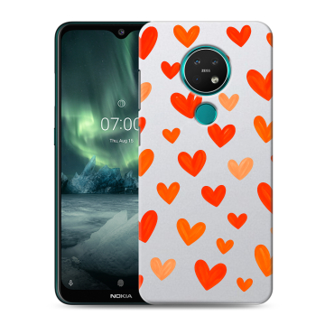 Силиконовый чехол на Nokia 7.2 с принтом Сердечки