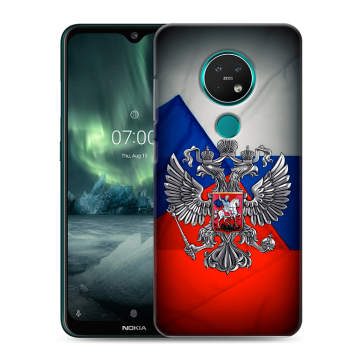 Силиконовый чехол на Nokia 7.2 с принтом Флаг России Силиконовый чехол на Nokia 7.2 с принтом Флаг России