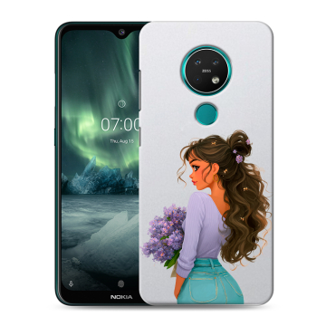 Силиконовый чехол на Nokia 7.2 с принтом девушка цветы