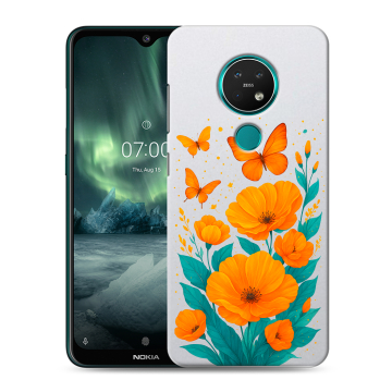 Силиконовый чехол на Nokia 7.2 с принтом цветы бабочки