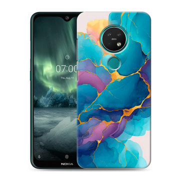 Силиконовый чехол на Nokia 7.2 с принтом Мрамор блестки