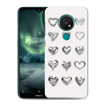 Силиконовый чехол на Nokia 7.2 с принтом Y2K сердечки Силиконовый чехол на Nokia 7.2 с принтом Y2K сердечки