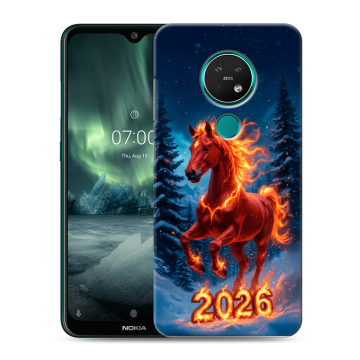 Силиконовый чехол на Nokia 7.2 с принтом Новый год коня