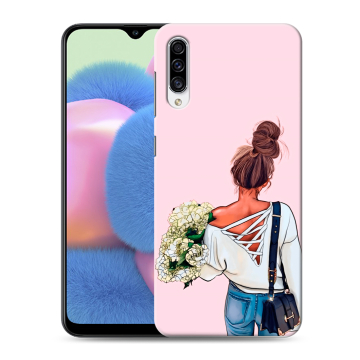 Силиконовый чехол на Samsung Galaxy A30s с принтом Девушка и букет Силиконовый чехол на Samsung Galaxy A30s с принтом Девушка и букет