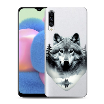 Силиконовый чехол на Samsung Galaxy A30s с принтом Волк в лесу
