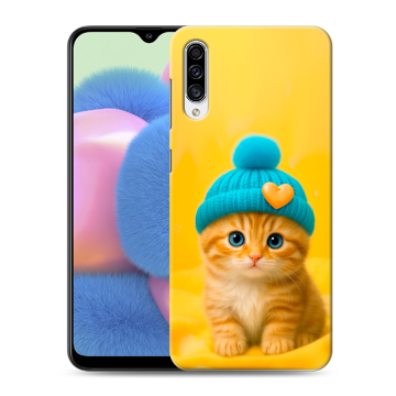 Силиконовый чехол на Samsung Galaxy A30s с принтом Котенок в шапке