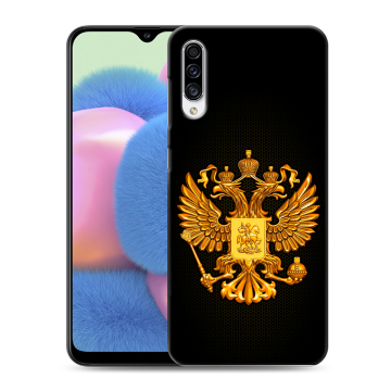 Силиконовый чехол на Samsung Galaxy A30s с принтом Герб России желтый