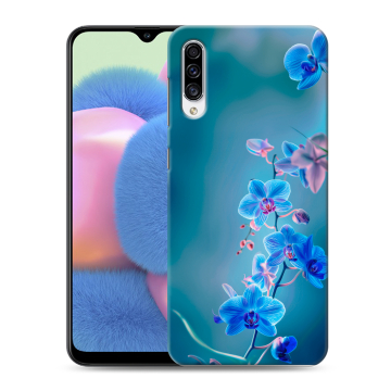 Силиконовый чехол на Samsung Galaxy A30s с принтом Голубые цветы